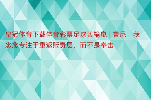 皇冠体育下载体育彩票足球买输赢 | 鲁尼：我念念专注于重返贬责层，而不是拳击