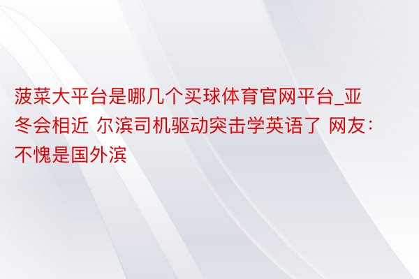 菠菜大平台是哪几个买球体育官网平台_亚冬会相近 尔滨司机驱动突击学英语了 网友：不愧是国外滨